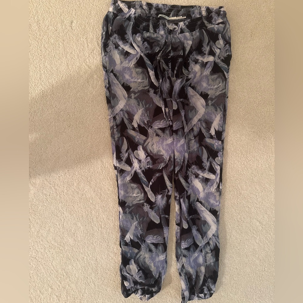 Urban Outfitters Feather Print Joggers - Black and Gray